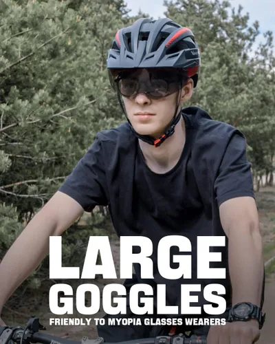 Miniatura 5 de VICTGOAL Casco de bicicleta para hombres y mujeres con luz LED, gafas magnéticas desmontables, visera solar extraíble, casco de bicicleta de montaña