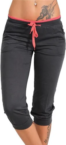 Miniatura 29 de Pantalones capri para mujer, estilo casual, de verano, elásticos, de cintura alta, pantalones de yoga, ajuste atlético, pantalones deportivos