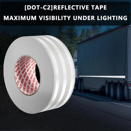 Miniatura 2 de SWRT Cinta reflectante de 2 pulgadas x 30 pies para exteriores, impermeable, DOT-C2, resistente a la decoloración, cinta reflectante blanca, cinta