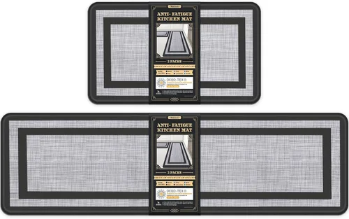 Miniatura 9 de Mattitude Juego de 2 tapetes de cocina, acolchados antifatiga antideslizantes, ergonómicos, cómodos para cocina, suelo, oficina, fregadero, azul