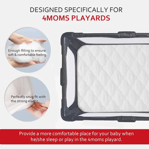 Miniatura 4 de Sábana impermeable para colchón de 4 mamás Playard, niños empacar y jugar, protector de funda de colchón para 4moms Breeze Plus Playard & Breeze GO