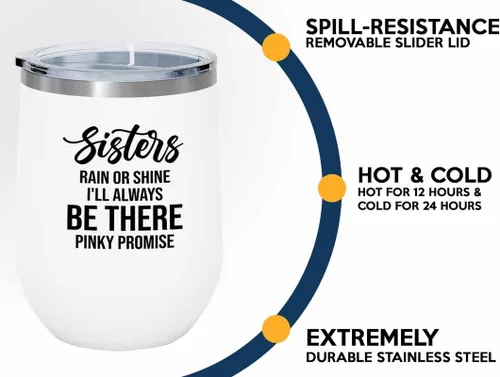 Miniatura 3 de Bride Proposal White Edition Vaso de vino de 12 onzas – I'll always be there – Regalo conmovedor para boda, despedida de soltera de hermana, novia