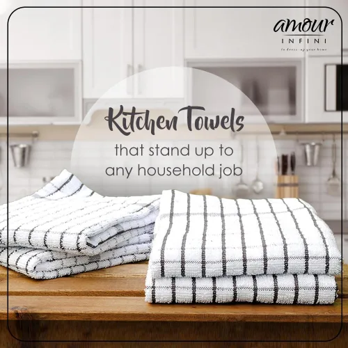 Miniatura 2 de AMOUR INFINI Juego de paños de cocina de 4 unidades - Paños de cocina de algodón de rizo súper suave y altamente absorbentes de 20x28 pulgadas