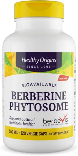 Healthy Origins Fitosoma de berberina 550 mg, 120 cápsulas vegetales - Extracto de Berberis Aristata biodisponible - Apoya la salud metabólica,