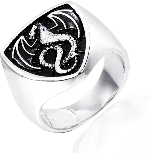 LAIMIUMIU33 Anillo de dragón para hombre, estilo vikingo de fuego, estilo amuleto de motociclista, nórdico, étnico, 316, de acero inoxidable, anillo