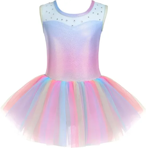 Miniatura 15 de Zaclotre Leotardo de Ballet para Niñas con Espumas Brillantes Sin Mangas de Malla, Vestido de Baile, Tutú, Traje de Bailarina para Niños