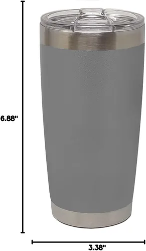 Miniatura 6 de LaserGram Vaso aislado al vacío de 20 onzas, bandera de México, grabado personalizado incluido (gris)