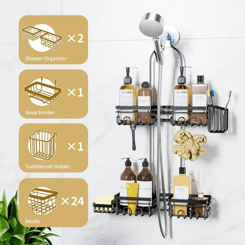 Miniatura 4 de KEGII Organizador de ducha colgante para cabezales de ducha de mano, organizador de ducha colgante a prueba de óxido con jabonera, soporte