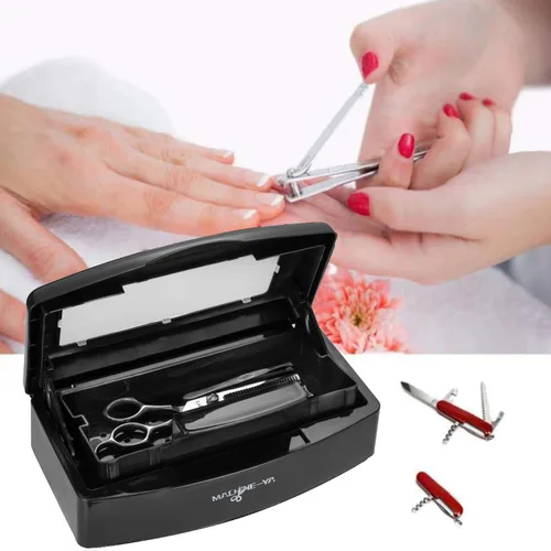 Miniatura 2 de Machine-Ya Bandeja de esterilización de plástico, caja de esterilización, bandeja esterilizadora de herramientas de arte de uñas, bandeja Negro