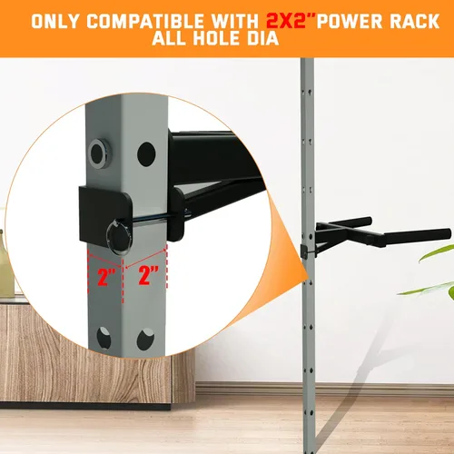 Miniatura 4 de Dip Bar Attachment for 2"x2" Squat Rack, Heavy Duty Power Rack Attachment with 5/8" or 1" Hole Para 2"x2" Rack con 5/8" o 1" agujero