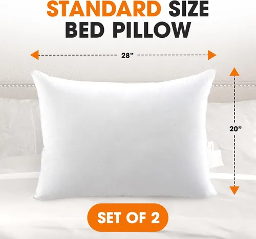Miniatura 4 de Cheer Collection Almohadas de cama de tamaño estándar, almohadas alternativas de plumón, almohadas suaves y posicionadores, juego de 2 almohadas