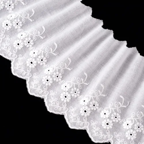 Miniatura 21 de PAGOW Ribete de encaje de algodón con ojales de 5 yardas, ribete de encaje floral de algodón blanco, encajes festoneados bordados para coser Estilo1