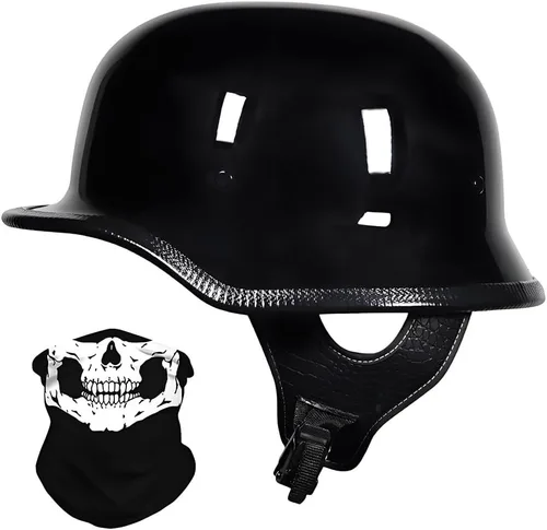 Miniatura 7 de Casco de motocicleta de estilo alemán, casco de motocicleta aprobado por DOT, para adultos, hombres y mujeres, casco de media carcasa de cara