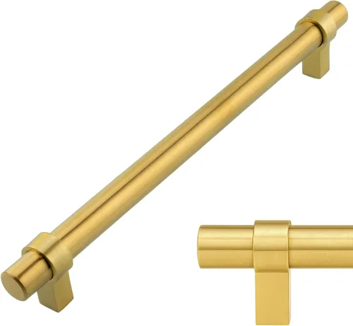 Miniatura 24 de Modket Paquete de 1 manija estilo barra europea de oro cepillado para gabinete de acero inoxidable 304 de 2 pulgadas