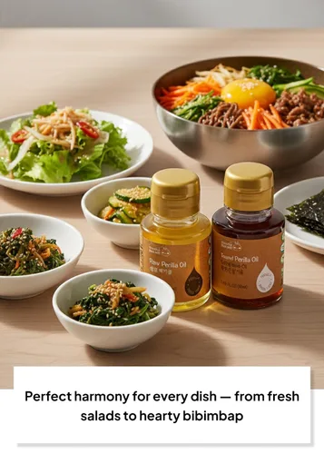 Miniatura 3 de Juego de Aceite de Perilla Coreano K FOOD en Mini (2 × 50 ml / 1.69 fl oz), Aceites de Perilla Prensados en Frío Crudos y con Sabor a Frutas Secas