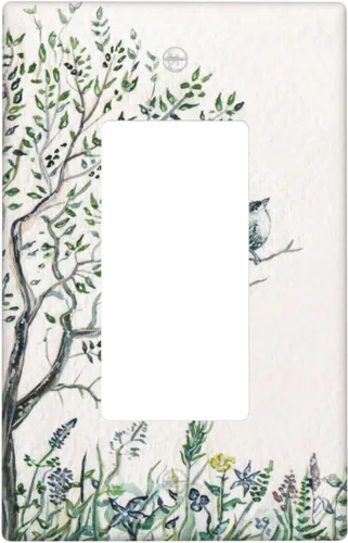 Miniatura 32 de Cubierta decorativa para interruptor de luz de eucalipto tostado, placa de pared de doble palanca, acuarela, hojas marrones, planta con cubierta
