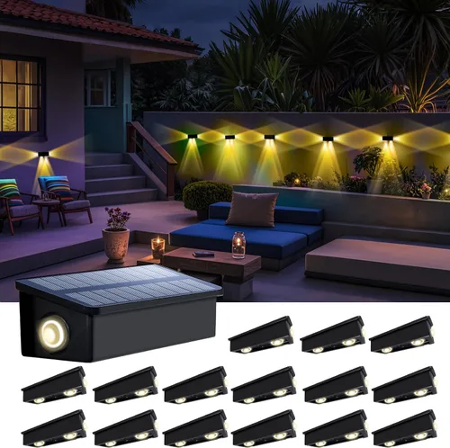 Miniatura 14 de Luces de Valla Solares Impermeables para Exteriores de 3 Lados LED para Pared y Paisajismo para Patio, Terraza, Patio, Barandilla, Garaje, Piscina