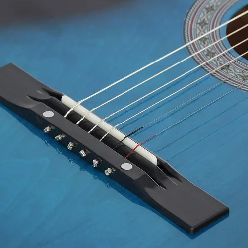 Miniatura 4 de Guitarra acústica de 6 cuerdas de 38 pulgadas con correa para la bolsa de transporte, juego de cuerdas extra para principiantes, niños, niñas, Azul