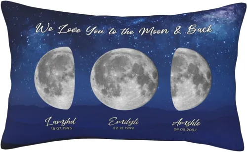 Miniatura 8 de Custom The Day You Became Our Mom Pillow Cover, Personalized Family Birth Moon Phase Pillowcases with Name Birthdate Gift for Mom Dad Father's Day