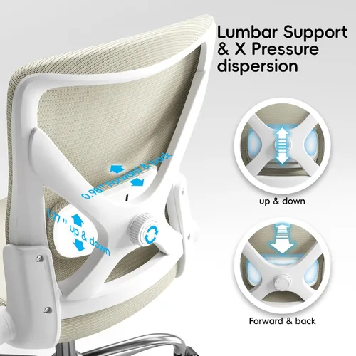 Miniatura 5 de Ergalithic Silla de Oficina Ergonómica para Hogar y Computadora - Silla X en Forma de Malla con Cuero PU y Soporte Lumbar Ajustable - Silla