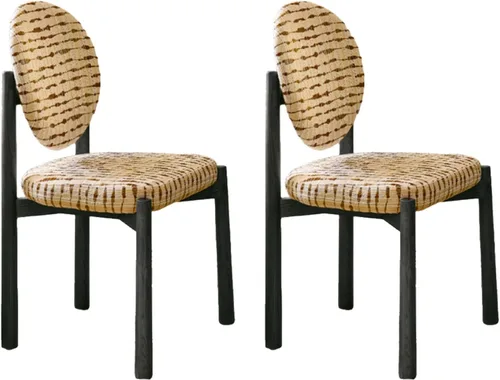 Miniatura 28 de Upholstered Dining Chairs with Fabric/Plush Cushion, Wooden Dining Room Chair Set of 1/2/4, Kitchen Chair for Living Room Balcony Black+brown
