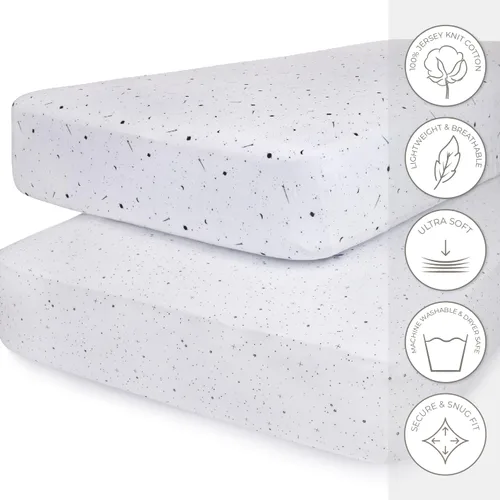 Miniatura 3 de Ely’s & Co. Sábanas para cuna, juego de sábanas ajustadas para colchón de cuna para bebé niña/niño, pack de 2, 100% jersey de algodón, ropa de cama