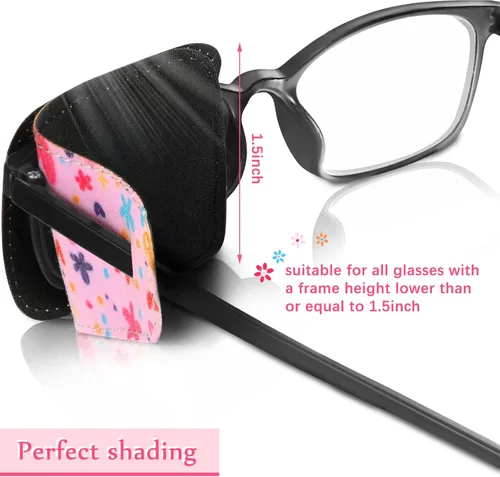 Miniatura 6 de Haysandy 4 parches para ojos para niños, reutilizables, para gafas para cubrir cualquier ojo, rosa, azul, verde y blanco, 4 estilos
