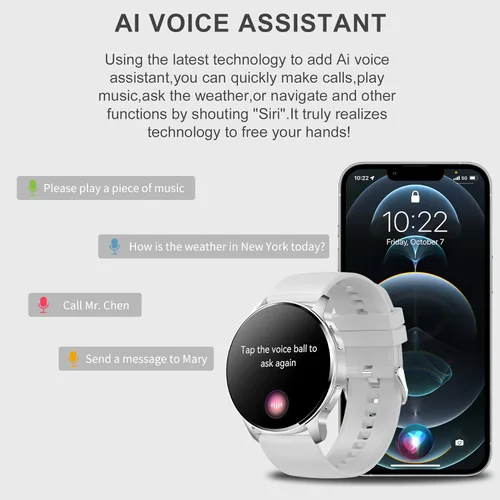 Miniatura 6 de Reloj inteligente para mujer, reloj inteligente Bluetooth para hacer/recibir llamadas con frecuencia cardíaca de 24 horas y monitor de sueño, IP68
