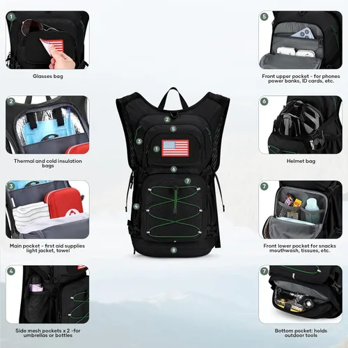 Miniatura 2 de Maelstrom Mochila de senderismo de hidratación con bolsa de agua de 2L/3 L, válvula de mordida de alto flujo, mochila de agua para hombres