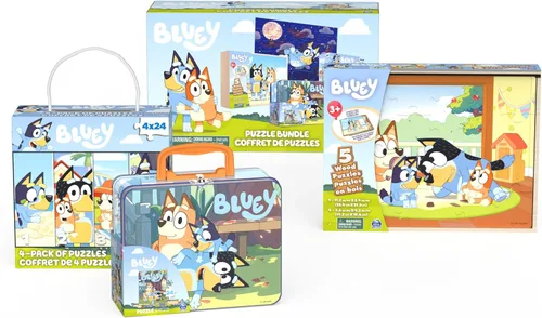 Miniatura 5 de Bluey Juego de 11 rompecabezas, rompecabezas de madera de 8 y 24 piezas, difusos y troquelados para preescolares y niños Paquete de rompecabezas