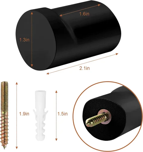 Miniatura 6 de BSDONTE Ganchos de pared de madera (paquete de 6), ganchos decorativos negros – resistentes, colgadores de pared para abrigos, mochilas, toallas