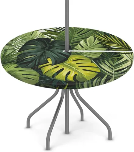 Miniatura 13 de Mantel redondo para exteriores con agujero para paraguas, mantel de temporada con margaritas para exteriores, con cremallera, impermeable, mantel
