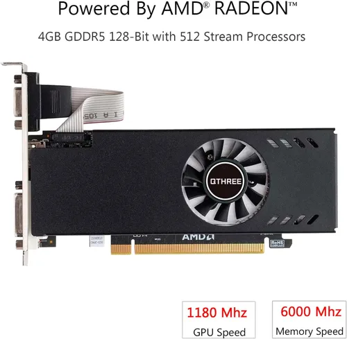 Miniatura 2 de QTHREE Radeon RX 550 - Tarjeta gráfica de perfil bajo de 4 GB, GDDR5, 128 bits, VGA, DVI, HDMI, tarjeta de video para juegos de PC, GPU