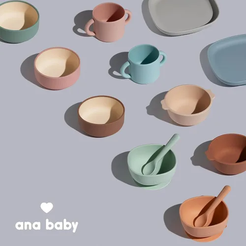 Miniatura 3 de ana baby Paquete de 2 cuencos de silicona con tapas, para bebés y niños pequeños, sin BPA, aptos para lavavajillas, microondas y congelador