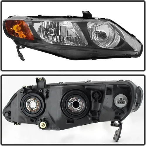 Miniatura 2 de ACANII - Para Honda Civic 2006-2011 de 4 puertas, sedán, color negro, faros delanteros de repuesto para el lado del conductor + del pasajero