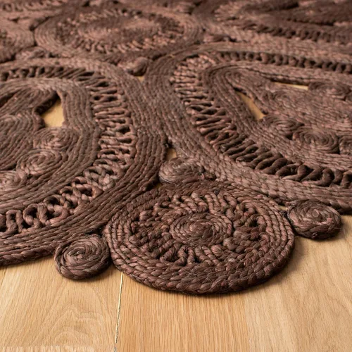 Miniatura 3 de SAFAVIEH Alfombra redonda de 3 pies, colección de fibra natural, óxido, yute hecho a mano, diseño floral bohemio decorativo (NF360T)