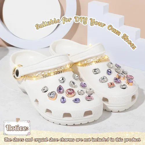 Miniatura 5 de MTLEE 2 Piezas de Adornos de Cadena para Zapatos para Mujeres, Adornos de Cadena Brillantes para Niñas y Zuecos, Accesorios con Hebilla, Joyería