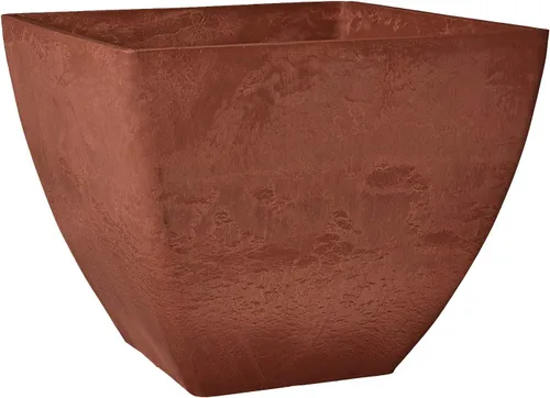 Miniatura 11 de PSW Pot Collection Maceta cuadrada compuesta de plástico, piedra y madera, de 16 x 13 pulgadas, sin orificio de drenaje (perforable), moderna maceta