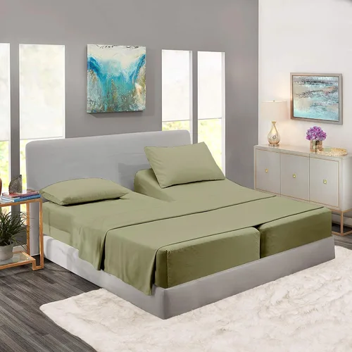 Miniatura 9 de Rajlinen Split Queen Sheet Sets for Adjustable Beds - Sheets for Sleep Number Bed 15" Deep Pocket - 100% Cotton Split Queen Bed Sheet Set - Split