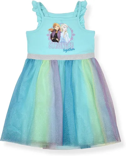 Miniatura 2 de Disney Frozen Elsa and Anna - Vestido sin mangas para niñas con tutú y 4 lazos para el pelo de cola de caballo para niños pequeños, color azul, Azul