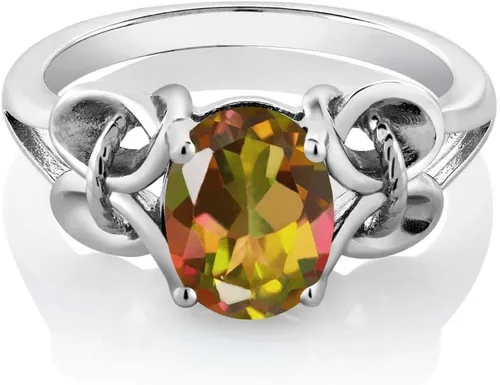 Miniatura 15 de Gem Stone King Anillo de compromiso ovalado con piedra natal para mujer, plata de ley 925, ovalado de 0.354 x 0.276 in, anillo de compromiso