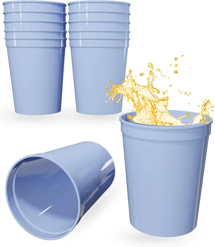 Miniatura 89 de PartyPrints Paquete de 100 vasos de plástico en blanco reutilizables de 10 a 12 onzas, vasos de estadio a granel, sin BPA, aptos para lavavajillas