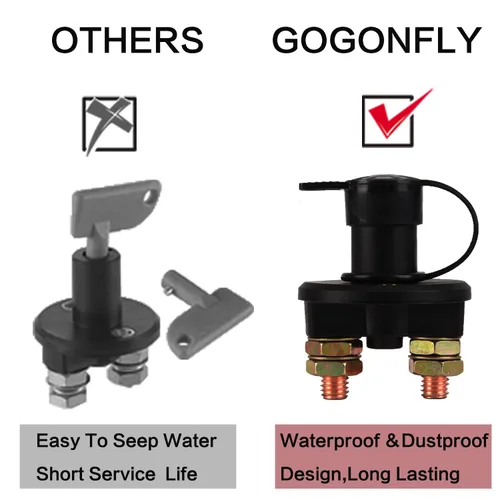 Miniatura 5 de Interruptor de desconexión de batería de 2 piezas, aislador de batería de 12 V 24 V, interruptor de apagado de energía para automóvil marino, barco