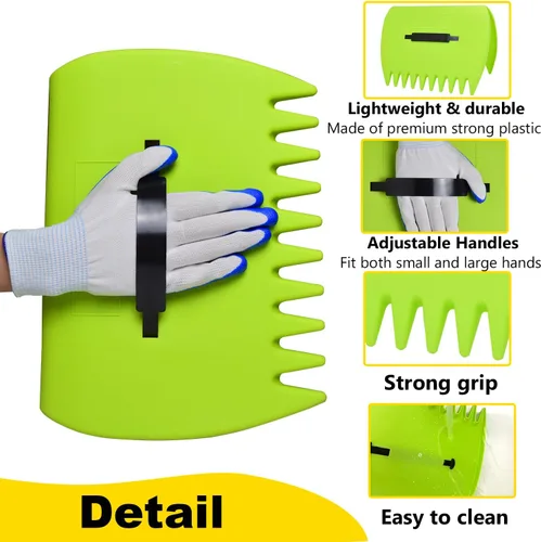 Miniatura 6 de 2 juegos de recogedores de hojas y rastrillo de mano, recogedores de hojas y garras con 2 pares de guantes, recogedor de hojas de plástico ligero
