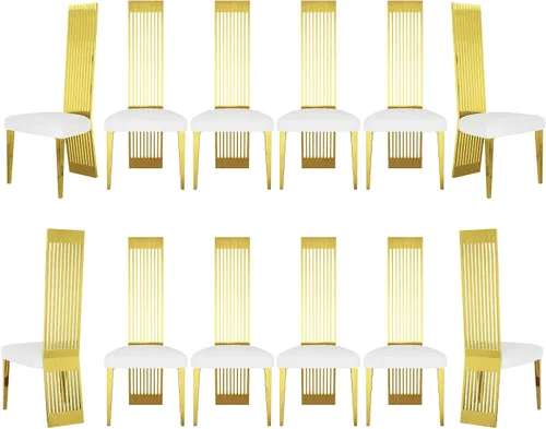 Miniatura 21 de Boucle - Juego de 8 sillas de comedor negras, modernas sillas de comedor tapizadas con respaldo alto con marco de acero inoxidable resistente