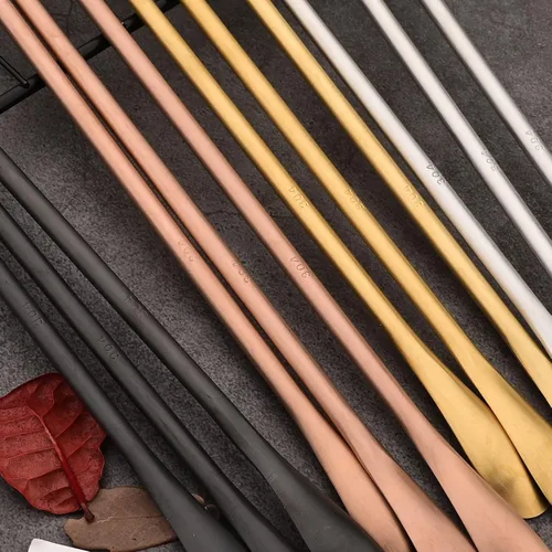 Miniatura 8 de 6 cucharas de mango largo mate de 8.6 pulgadas de acero inoxidable 304 para cóctel, cucharas de mezclar, cucharas de helado, cucharas de miel