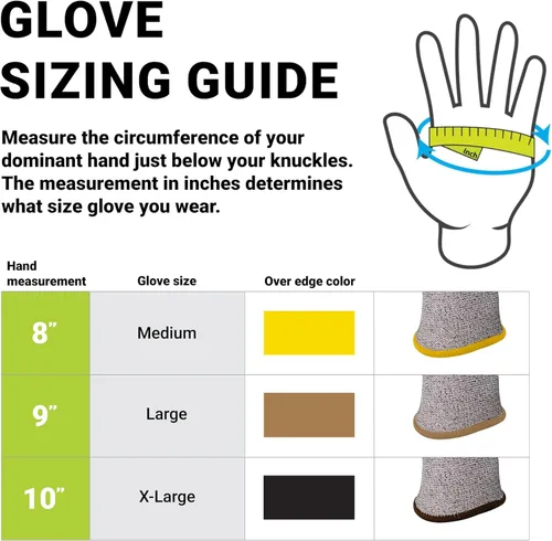 Miniatura 6 de Armor Guys Kyorene Pro 00-857 A5 - Guantes de trabajo resistentes a los cortes, grafeno, agarre de palma de nitrilo, protección de espalda TPV