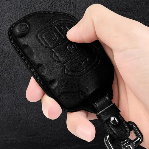 Miniatura 5 de Tukellen Funda de cuero para llavero Jeep Wrangler Gladiator Sahara Rubicon con 4 botones (negro)