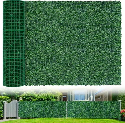 Miniatura 14 de Grooy Paneles de rollo artificiales de madera de boj, 40" x 120" (33.33 pies cuadrados) Pantalla de valla de privacidad con hojas de hiedra