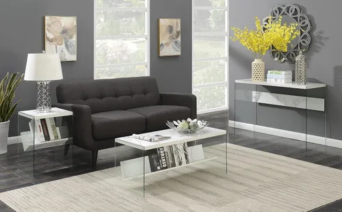 Miniatura 5 de Convenience Concepts SoHo - Mesa de consola y escritorio, mármol blanco sintético